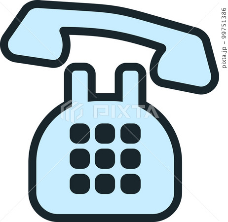 黒電話の青いシンプルなイラストアイコン 99751386