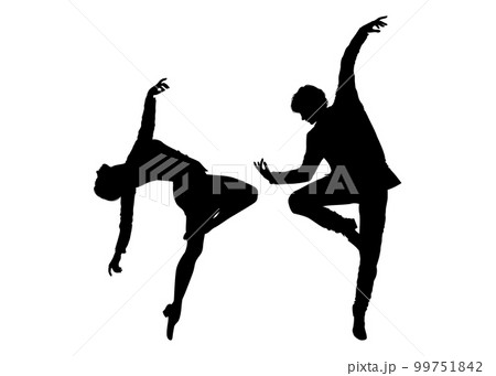 社交ダンスを踊る男女ペアのシルエットセット 全身横向き 横顔のイラスト 社交ダンスを踊る男女ペアのシルエットセット 全身横向き 横顔のイラスト 99751842