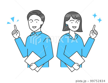 ビジネスパーソン(男性・女性)が指差しをしているベクターイラスト ビジネスパーソン(男性・女性)が指差しをしているベクターイラスト 99752834