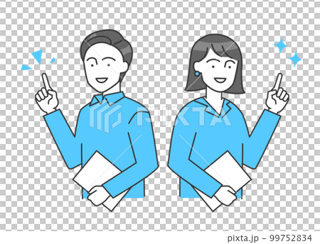 ビジネスパーソン(男性・女性)が指差しをしているベクターイラスト ビジネスパーソン(男性・女性)が指差しをしているベクターイラスト 99752834
