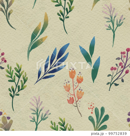 Seamless abstract floral pattern. Flowers texture on watercolor paper background 99752839