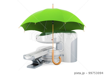 Open MRI Machine under umbrella, 3D rendering 99753094