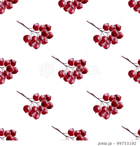 Pattern from bunches of red berries. Watercolor illustrations in a seamless pattern for your design 99753192