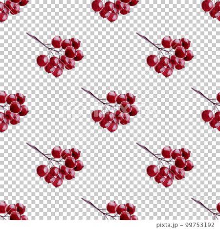 Pattern from bunches of red berries. Watercolor illustrations in a seamless pattern for your design 99753192