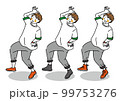 流行りの踊りを踊る三つ子の若者のイラスト 99753276