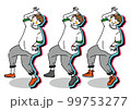 流行りの踊りを踊る三つ子の若者のイラスト 99753277