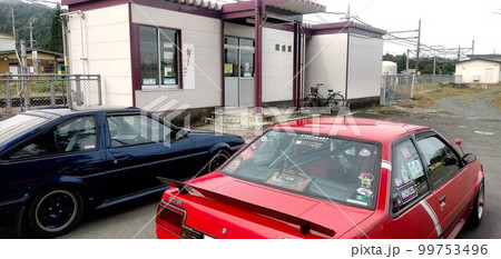 芋煮会へ向かうツーリング途中で立ち寄った… 奥羽本線・関根駅とAE86(ハチロク) 99753496