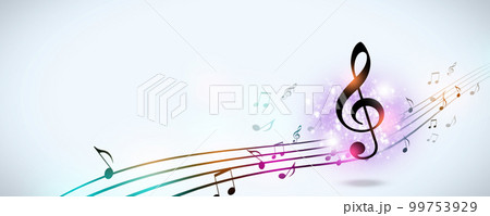 Music Notes Bright Funky Background 99753929