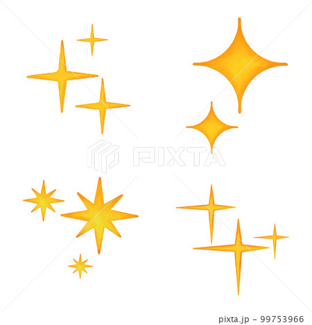 Set of watercolor twinkling stars in yellow, orange colors on a white background. Set of watercolor twinkling stars in yellow, orange colors on a white background. 99753966