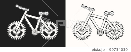 Bicycle made with gears, metal rails, rivets. 99754030
