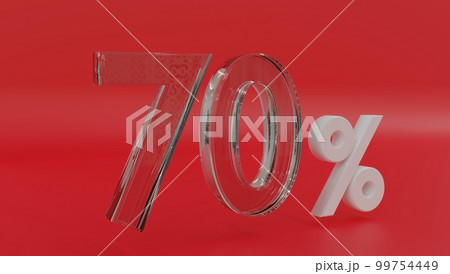 Sale up to 70 red sign. Decoration with number cristals. 3d rendering. 99754449