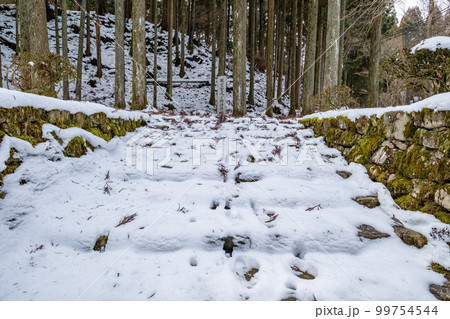 残雪の比叡山延暦寺西塔　親鸞聖人修行の地の碑 99754544