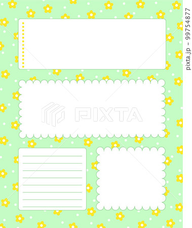 Bullet journal blank printable page seasonal springtime floral and polka dot decor vector illustration, things to do reminder, notes, fill in planner template to organize any life event 99754877