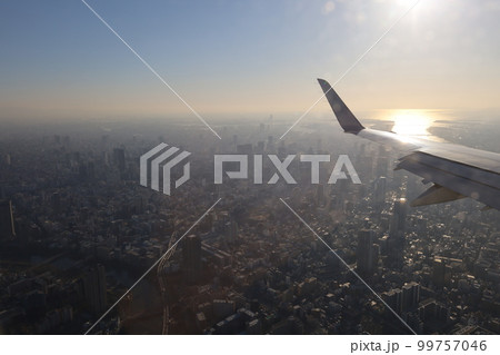 冬の日本本州縦断、空撮、JALジャルで飛ぶ花巻空港～大阪伊丹空港、東北の雪山、北アルプス、佐渡島 99757046