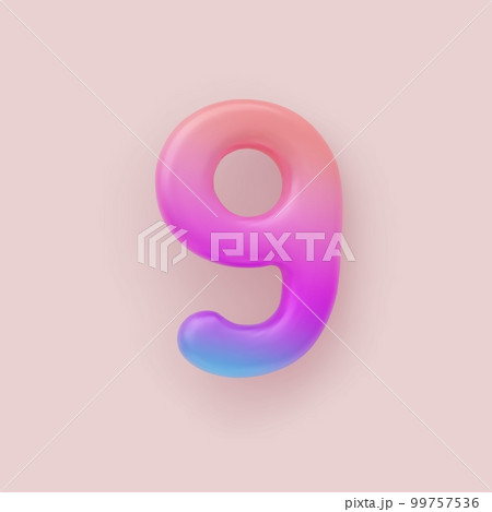 3D Colorful Gradient number 9 on a light background 3D Colorful Gradient number 9 on a light background 99757536