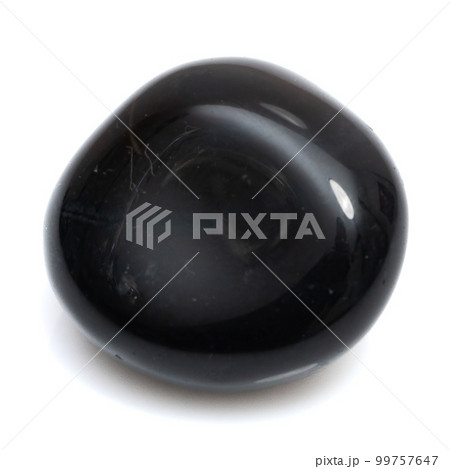 Natural gemstone black onyx isolated on white background Natural gemstone black onyx isolated on white background 99757647