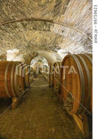 Wine cellar in Castello di Razzano, Piedmont, Italy Wine cellar in Castello di Razzano, Piedmont, Italy 99759623
