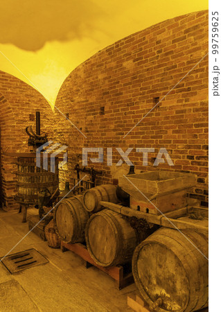 Traditional winemaking equipment in Piedmont, Italy 99759625