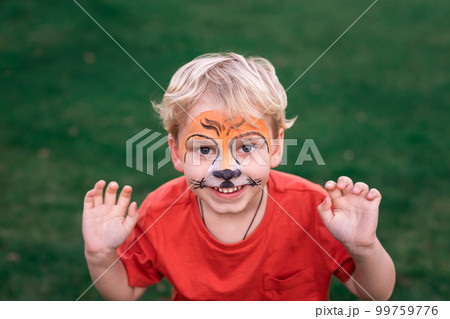 Cute little boy with his face painted 99759776