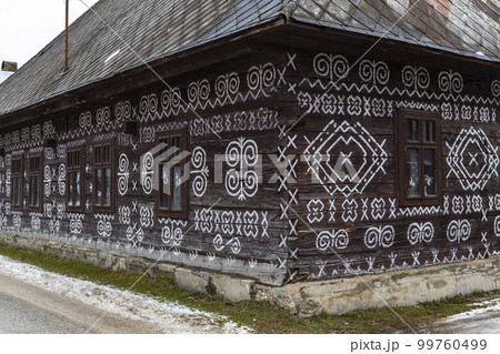 Painted folk house, UNESCO village Cicmany in Slovakia Painted folk house, UNESCO village Cicmany in Slovakia 99760499