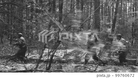American Soldiers Of USA Infantry Of World War II Marching Runni 99760672