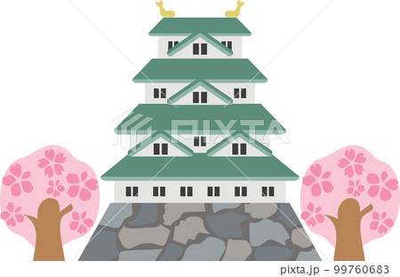 桜の木がある天守閣 99760683