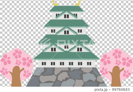 桜の木がある天守閣 99760683