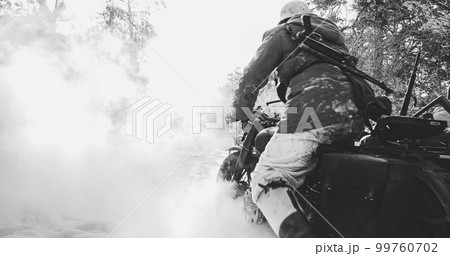 Re-enactors Dressed As World War II German Wehrmacht Infantry 99760702