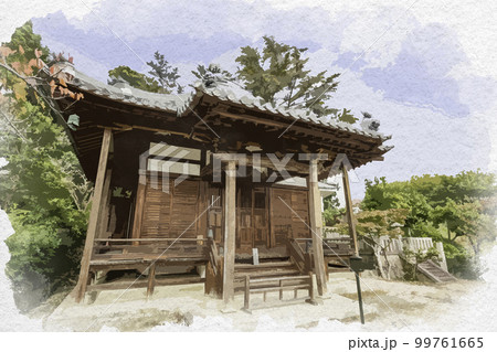 水彩画風　叡福寺　見真大師堂　大阪府南河内郡太子町 99761665