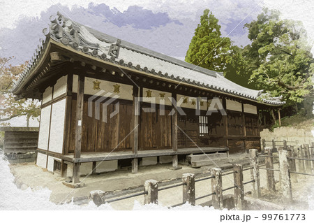 水彩画風 叡福寺 上の御堂 大阪府南河内郡太子町 水彩画風 叡福寺 上の御堂 大阪府南河内郡太子町 99761773