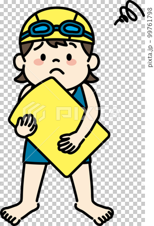 スイミング　初めて　子ども　イラスト　ビート板　水着 99761798