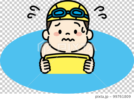 一個不擅長游泳並且擔心游泳的男孩的插圖 99761809