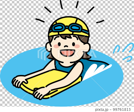 Illustration of a girl who has become good at swimming and enjoys swimming 99761813