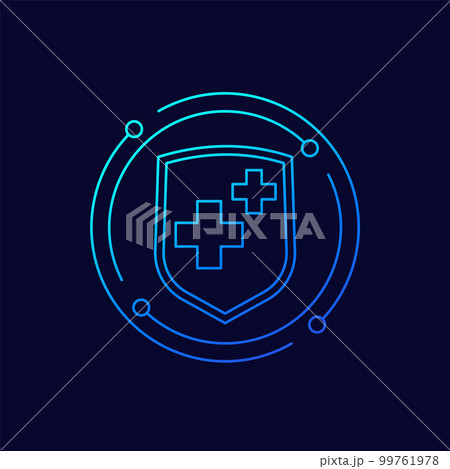 antibacterial protection or antiviral line icon 99761978