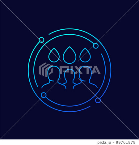 access to clean water line icon, people and water access to clean water line icon, people and water 99761979