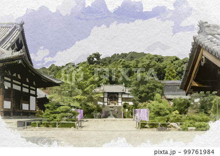 水彩画風 叡福寺 二天門 大阪府南河内郡太子町 水彩画風 叡福寺 二天門 大阪府南河内郡太子町 99761984