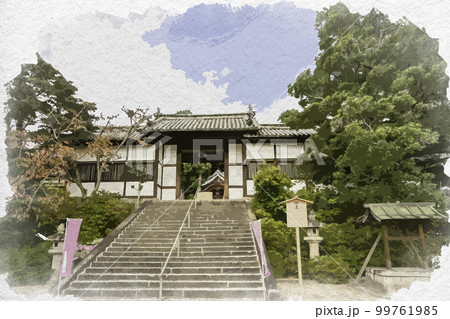 水彩画風 叡福寺 二天門 大阪府南河内郡太子町 水彩画風 叡福寺 二天門 大阪府南河内郡太子町 99761985