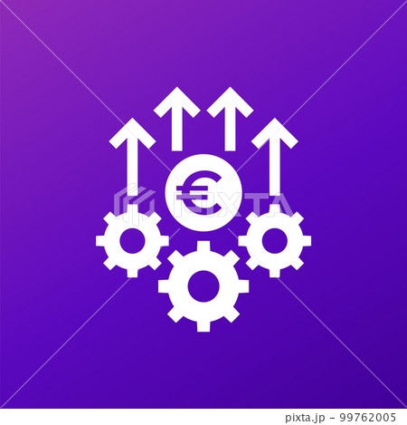 efficiency growth icon with euro and gears 99762005