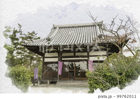 水彩画風 叡福寺 念仏堂 大阪府南河内郡太子町 水彩画風 叡福寺 念仏堂 大阪府南河内郡太子町 99762011