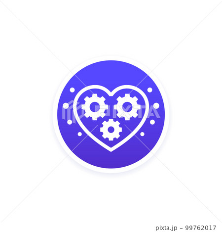 biotechnology icon with heart and gears, vector 99762017