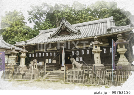 水彩画風 科長神社 社殿 大阪府南河内郡太子町 水彩画風 科長神社 社殿 大阪府南河内郡太子町 99762156