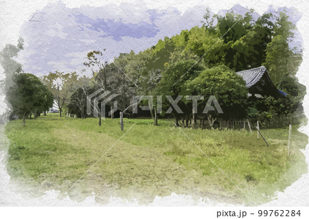 水彩画風　河内源氏発祥の地　通法寺跡　境内　大阪府羽曳野市 99762284