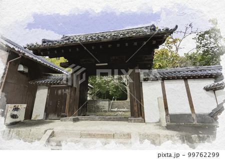水彩画風 河内源氏発祥の地 通法寺跡 山門 大阪府羽曳野市 水彩画風 河内源氏発祥の地 通法寺跡 山門 大阪府羽曳野市 99762299