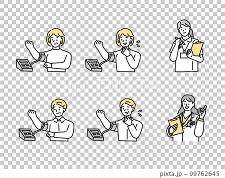 血圧を測るイラスト(健康診断、高血圧、医者、病院) 99762645