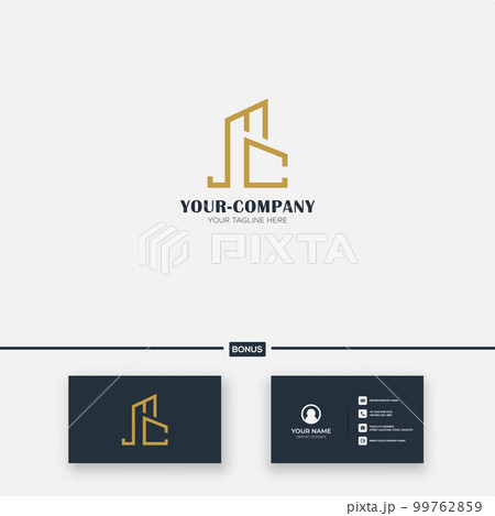 M C letter simple real estate logo design line building apartment 99762859