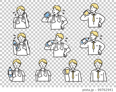 Illustration of exercise, drinking party (hydration, year-end party, beer, sweat, health, entertainment) Illustration of exercise, drinking party (hydration, year-end party, beer, sweat, health, entertainment) 99762941