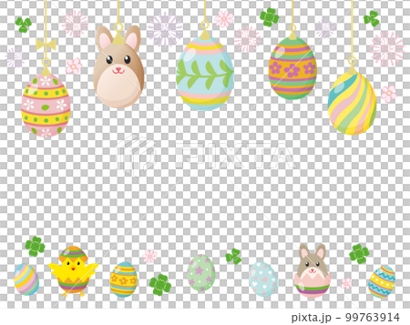 Easter rabbit and egg frame illustration 99763914