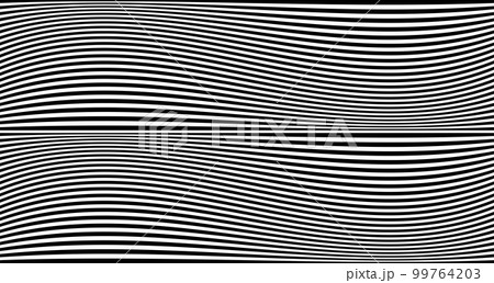 Black wavy stripes banner. Psychedelic Africa zebra lines. Abstract pattern. Texture with wavy stripy curves. Optical art background. Wave black and white design, Vector illustration hypnotic template 99764203