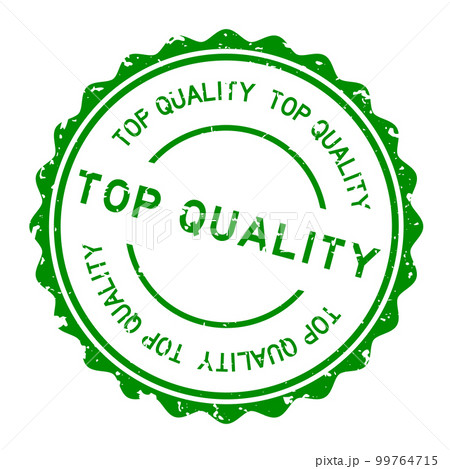 Grunge green top quality word round rubber seal stamp on white background 99764715