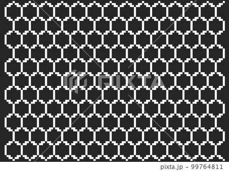 ドットで大きい亀甲柄のパターン日本文様　白色 99764811